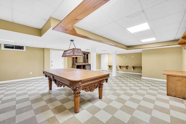 Billiard Table, Game Room, Interior, Pendant Lights, Recessed Lighting