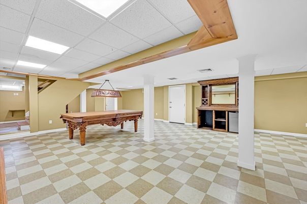 Billiard Table, Game Room, Interior, Pendant Lights, Recessed Lighting