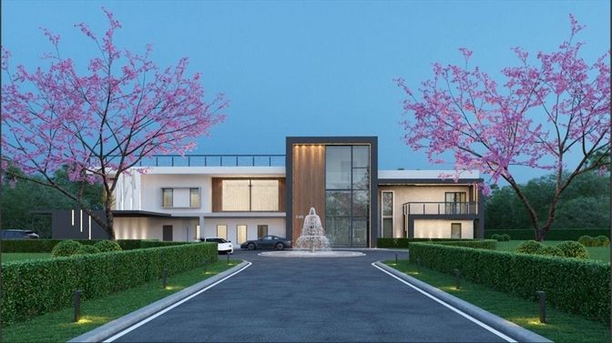 Exterior, Facade, Modern