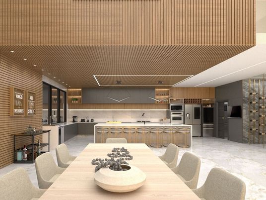 Dining room, Interior, Kitchen, Recessed Lighting, Stainless Steel Appliances