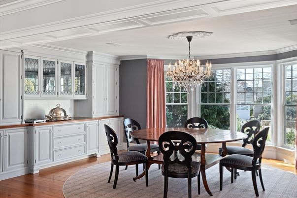Chandelier, Dining room, Interior, Wood Texture Flooring