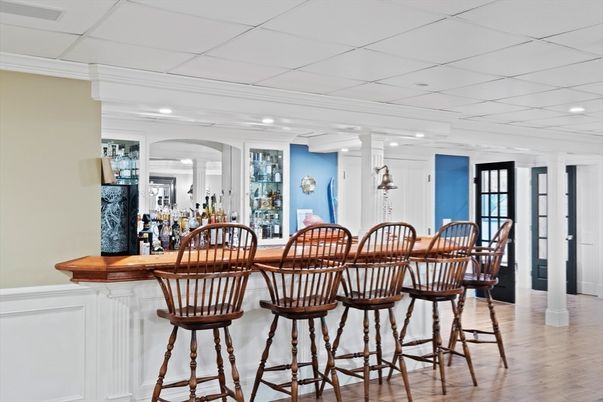Dining room, Interior, Recessed Lighting, Wood Texture Flooring
