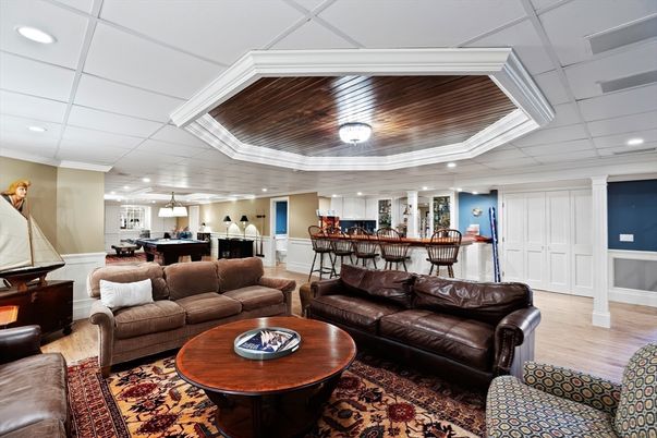 Interior, Kitchen, Living room, Pendant Lights, Recessed Lighting, Wooden Ceilings, Wood Texture Flooring