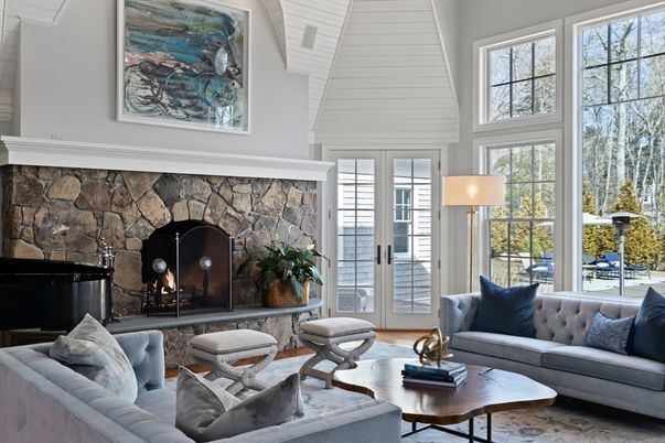Fireplace, Interior, Living room, Piano, Stone Walls, Wood Texture Flooring