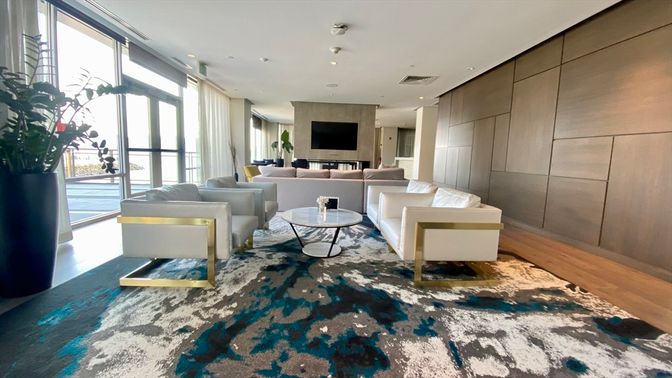 Interior, Living room, Recessed Lighting, Wood Texture Flooring