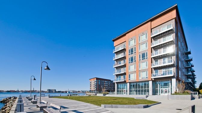 Exterior, Facade, Water, Condo Building