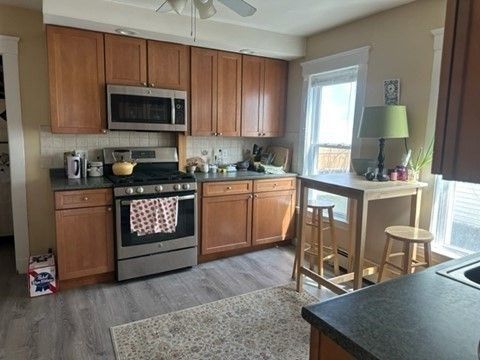 Interior, Kitchen, Stainless Steel Appliances, Wood Texture Flooring
