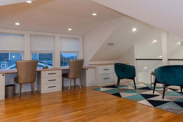 Home Office, Interior, Recessed Lighting, Wood Texture Flooring