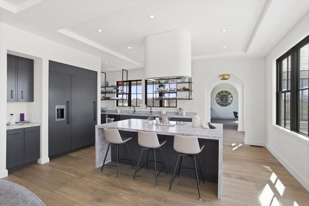 Interior, Kitchen, Recessed Lighting, Wood Texture Flooring