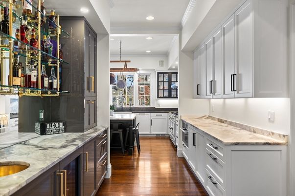 Interior, Kitchen, Pendant Lights, Recessed Lighting, Wood Texture Flooring