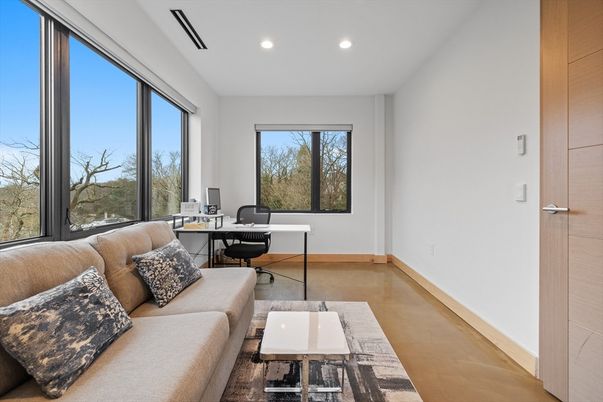 Home Office, Interior, Recessed Lighting, Wood Texture Flooring