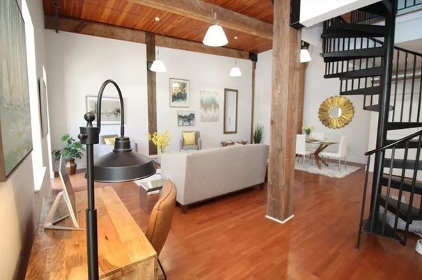 Dining room, Interior, Living room, Pendant Lights, Wooden Beams, Wooden Ceilings, Wood Texture Flooring