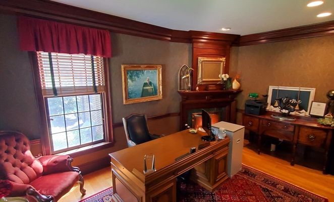 Home Office, Interior, Recessed Lighting, Wood Texture Flooring