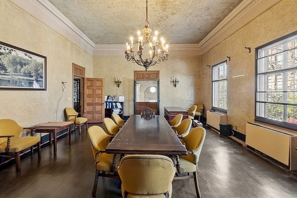 Chandelier, Dining room, Interior, Wood Texture Flooring