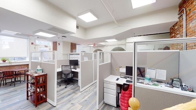 Home Office, Interior, Stone Walls, Wood Texture Flooring