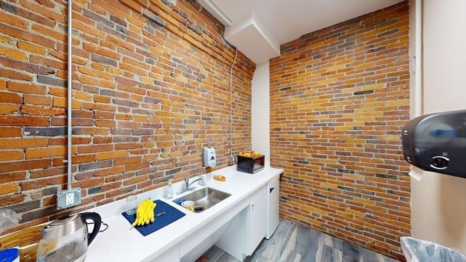 Bathroom, Interior, Stone Walls, Wood Texture Flooring