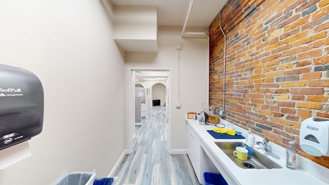 Interior, Kitchen, Stone Walls, Wood Texture Flooring