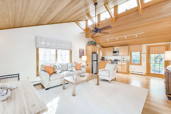 Interior, Kitchen, Living room, Stainless Steel Appliances, Wooden Ceilings, Wood Texture Flooring