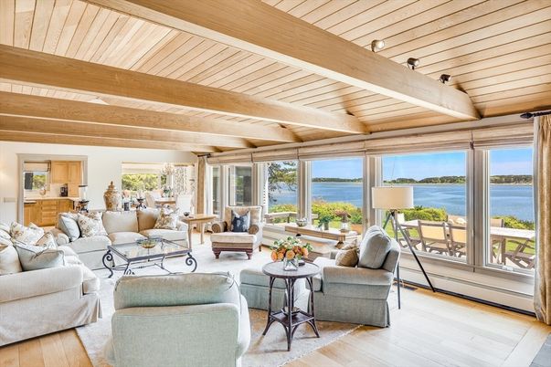 Interior, Living room, Water, Wooden Beams, Wooden Ceilings, Wood Texture Flooring