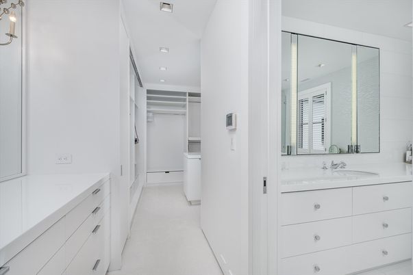 Bathroom, Dual Sink Vanities, Interior, Recessed Lighting, Walk-in Closets