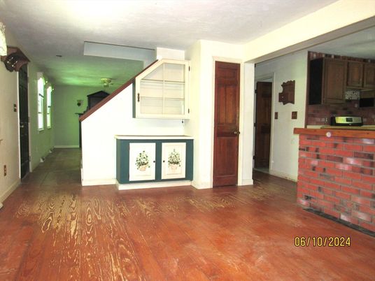 Interior, Kitchen, Stone Walls, Wood Texture Flooring