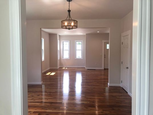 Empty room, Interior, Pendant Lights, Recessed Lighting, Wood Texture Flooring