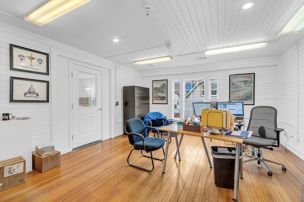 Home Office, Interior, Recessed Lighting, Wood Texture Flooring