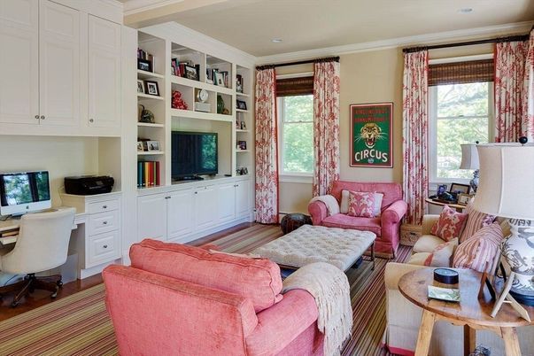 Home Office, Interior, Living room, Recessed Lighting, Wood Texture Flooring
