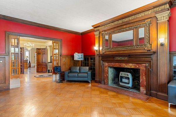 Chandelier, Fireplace, Interior, Wood Texture Flooring