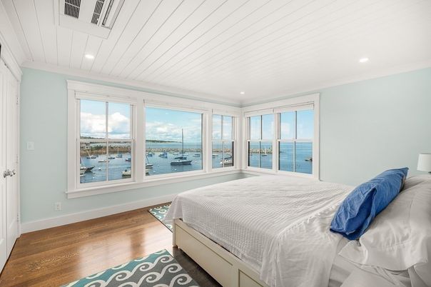 Bedroom, Interior, Recessed Lighting, Water, Wood Texture Flooring