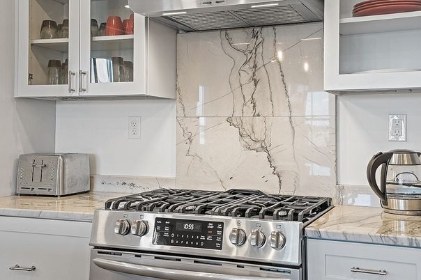 Interior, Kitchen, Stainless Steel Appliances, Tile Countertops
