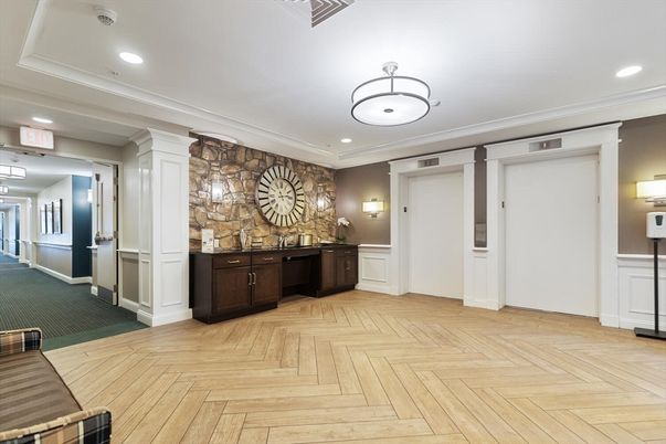 Interior, Recessed Lighting, Stone Walls, Wood Texture Flooring