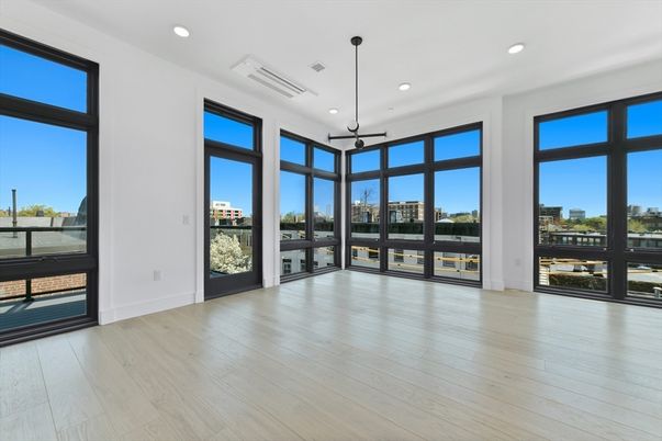 Empty room, Interior, Pendant Lights, Recessed Lighting, Wood Texture Flooring