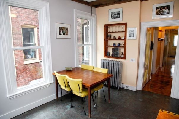 Dining room, Interior, Stone Walls, Wood Texture Flooring
