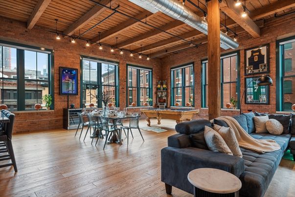 Billiard Table, Dining room, Game Room, Interior, Living room, Stone Walls, Wooden Beams, Wooden Ceilings, Wood Texture Flooring
