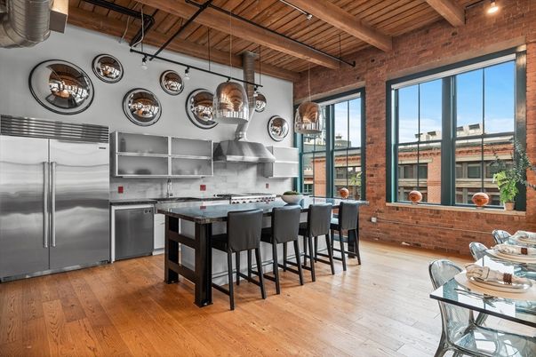 Interior, Kitchen, Pendant Lights, Stainless Steel Appliances, Stone Walls, Wooden Beams, Wooden Ceilings, Wood Texture Flooring
