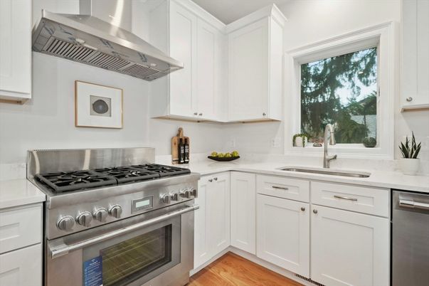 Interior, Kitchen, Stainless Steel Appliances, Wood Texture Flooring