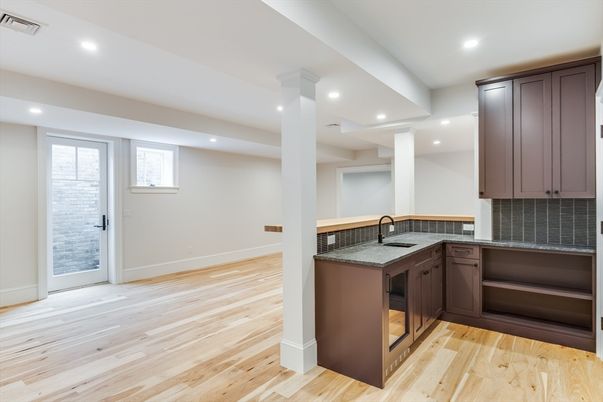 Interior, Kitchen, Recessed Lighting, Wood Texture Flooring