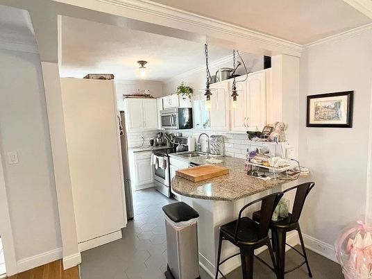 Interior, Kitchen, Stainless Steel Appliances, Wood Texture Flooring