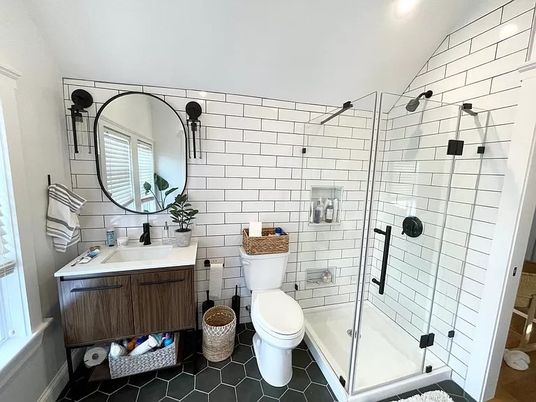 Bathroom, Glass Shower, Interior, Recessed Lighting
