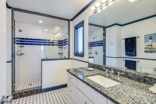 Bathroom, Dual Sink Vanities, Glass Shower, Interior, Recessed Lighting
