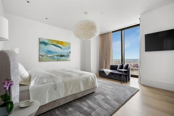 Bedroom, Interior, Pendant Lights, Wood Texture Flooring