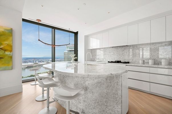 Interior, Kitchen, Pendant Lights, Recessed Lighting, Water, Wood Texture Flooring