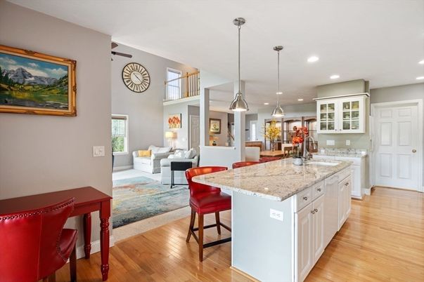 Dining room, Interior, Kitchen, Living room, Pendant Lights, Recessed Lighting, Wood Texture Flooring