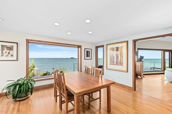 Dining room, Interior, Recessed Lighting, Water, Wood Texture Flooring