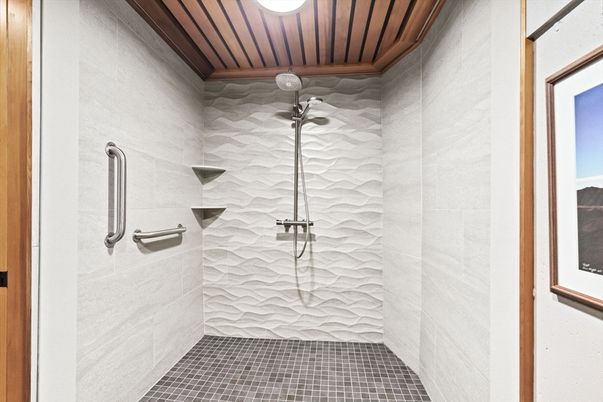 Bathroom, Glass Shower, Interior, Recessed Lighting