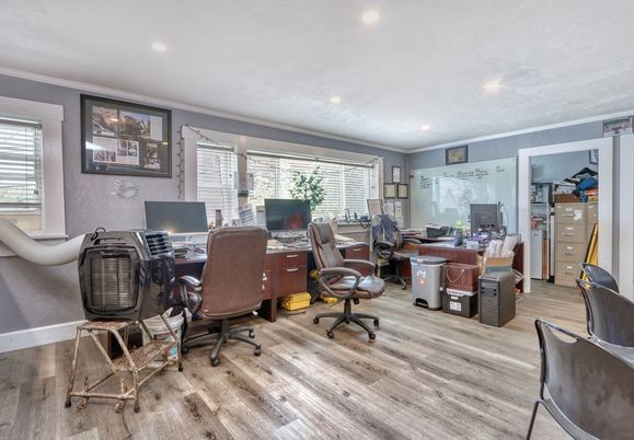 Home Office, Interior, Recessed Lighting, Wood Texture Flooring