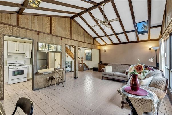 Interior, Kitchen, Living room, Stainless Steel Appliances, Wooden Beams