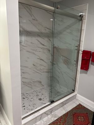 Bathroom, Glass Shower, Interior, Marble Walls