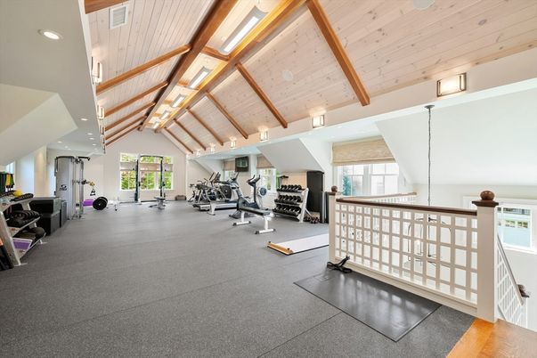 Fitness Equipment, Gym, Interior, Recessed Lighting, Wooden Beams, Wooden Ceilings